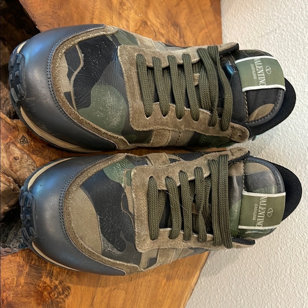 Valentino Men's Camouflage Sneakers in Green and Black